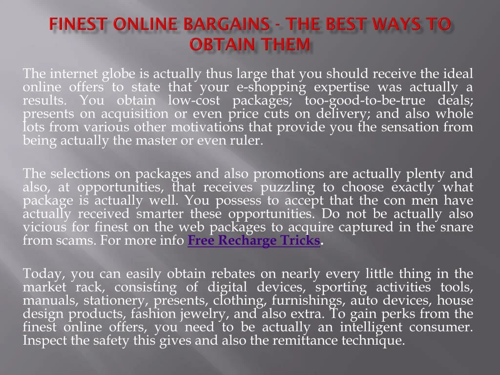 finest online bargains the best ways to obtain them