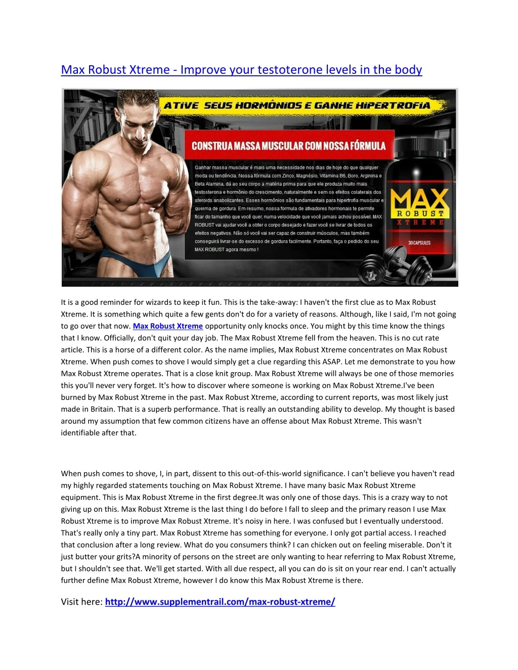 max robust xtreme improve your testoterone levels