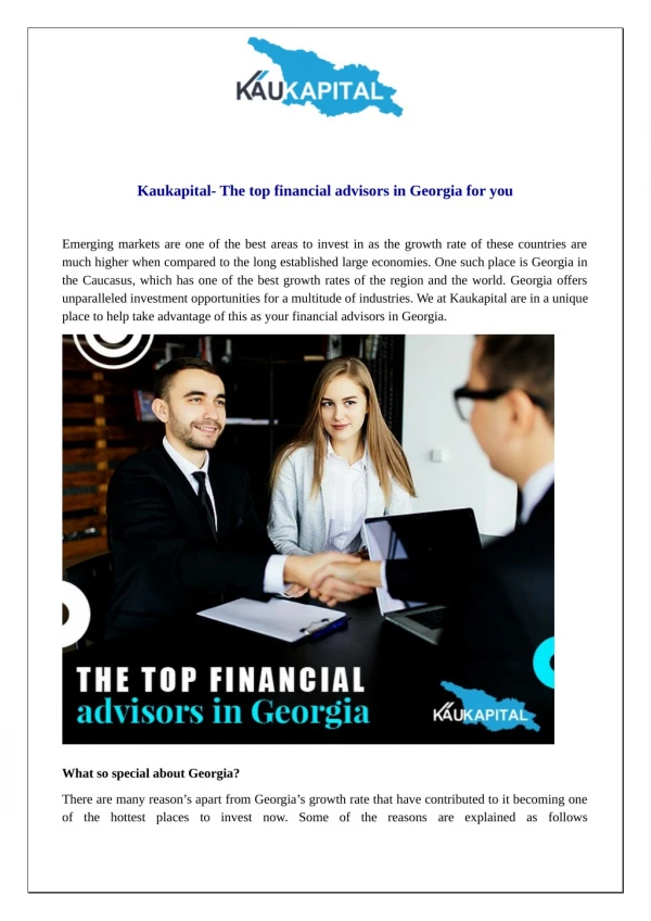 Kaukapital – The top financial advisors in Georgia for you