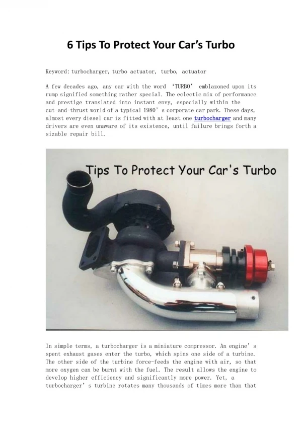 6 Tips To Protect Your Car’s Turbo