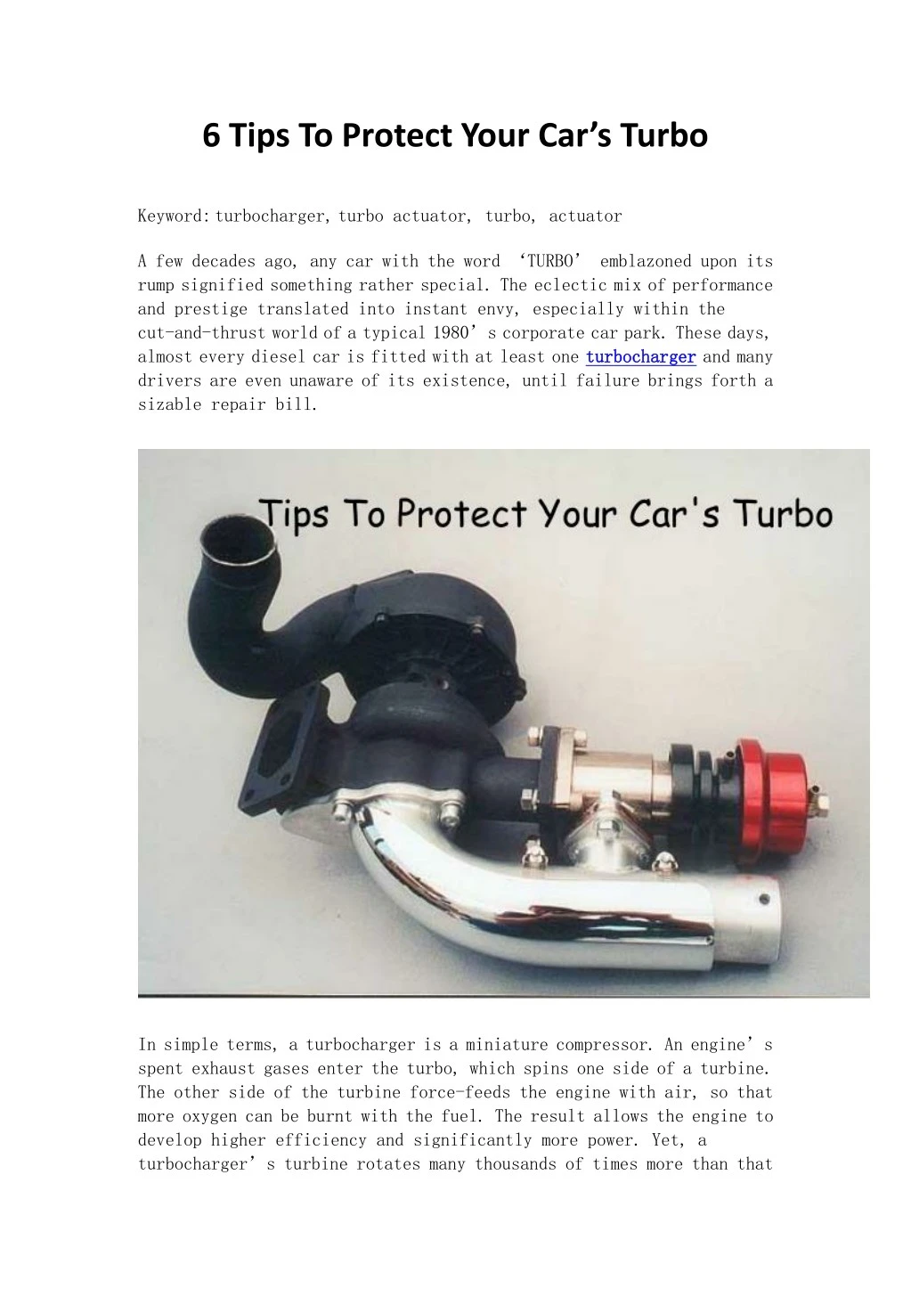 6 tips to protect your car s turbo