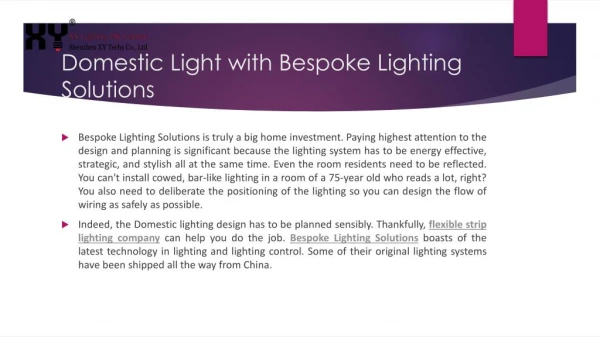 Domestic light with bespoke lighting solutions | XY Lighting
