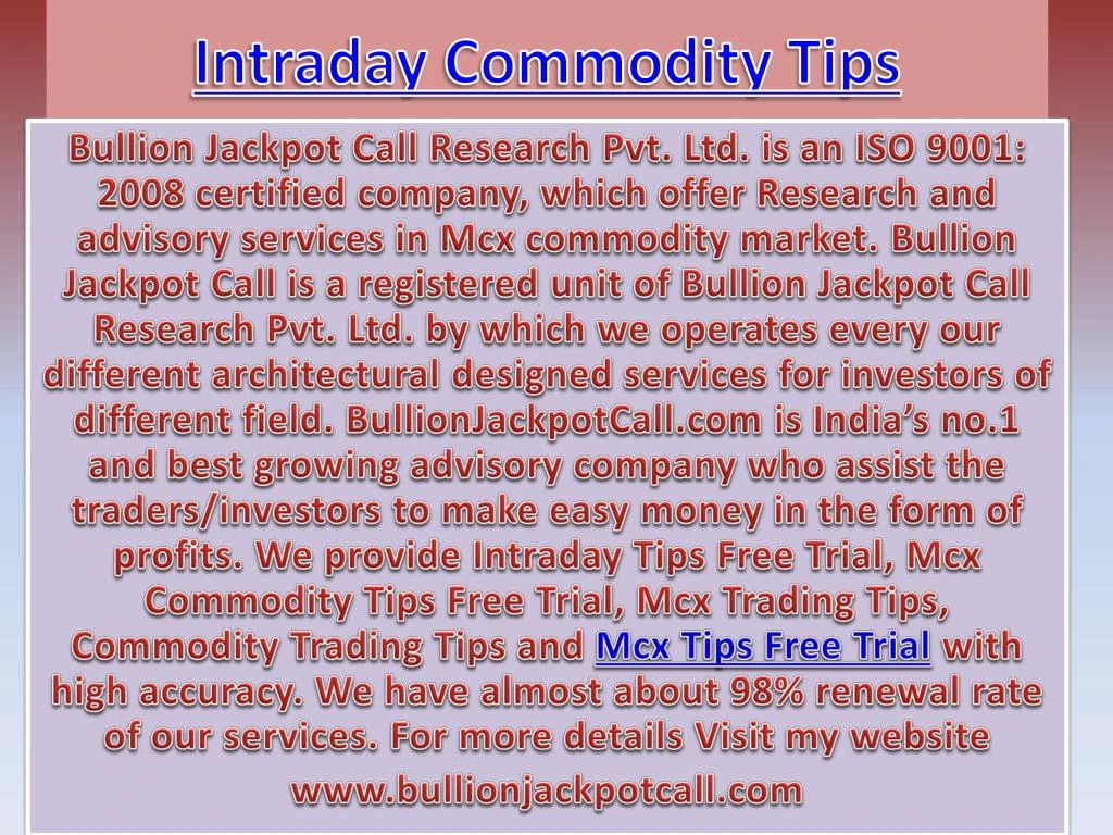intraday commodity tips
