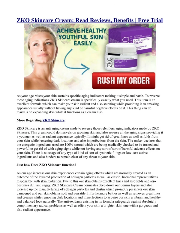 ZKO Skincare Cream: Read Reviews, Benefits | Free Trial