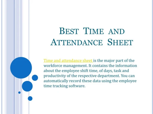 Time and Attendance Sheet
