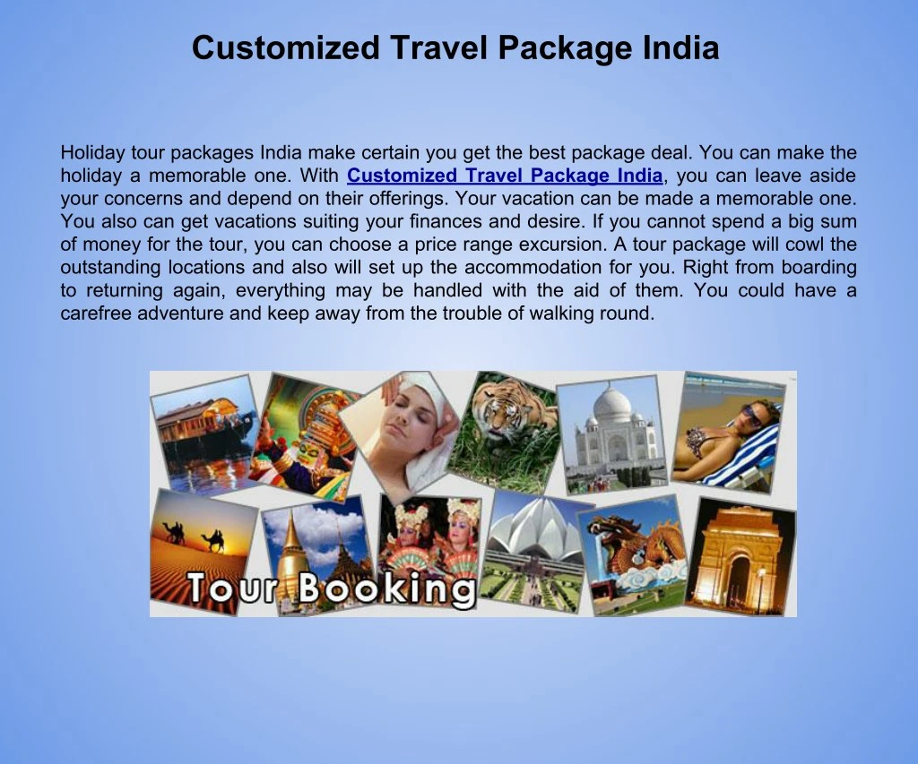 customized travel package india