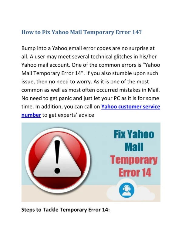 How to Fix Yahoo Mail Temporary Error 14?