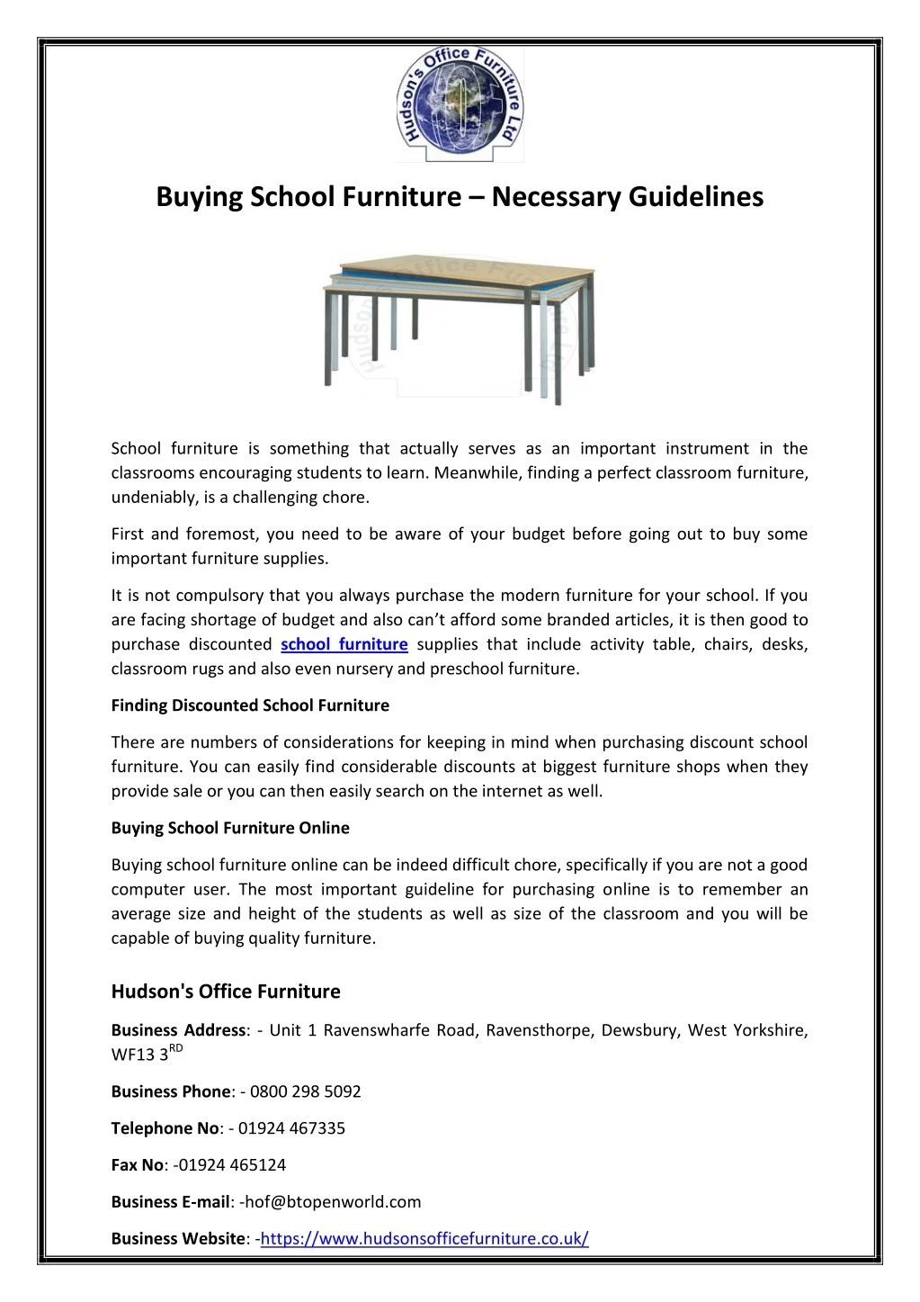 buying school furniture necessary guidelines