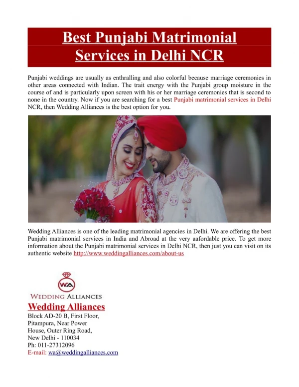 Best Punjabi Matrimonial Services in Delhi NCR