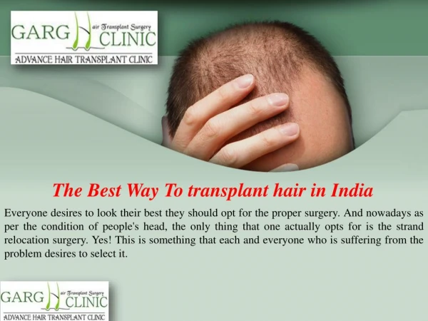 The Best Way To transplant hair in India