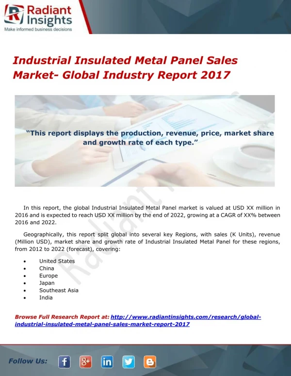 Industrial Insulated Metal Panel Sales Market- Global Industry Report 2017