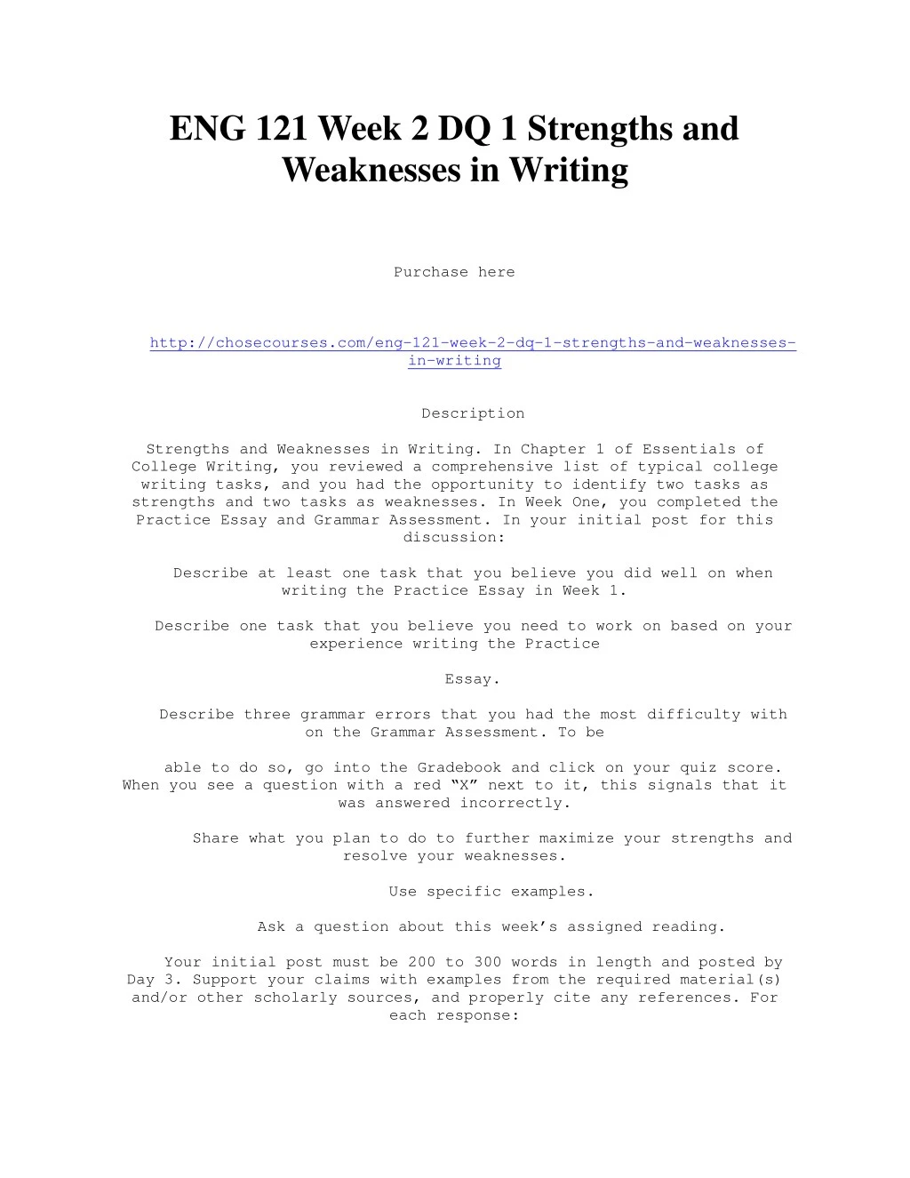 eng 121 week 2 dq 1 strengths and weaknesses