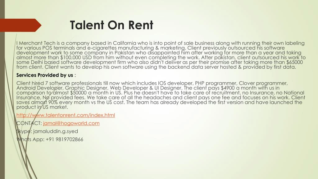 talent on rent