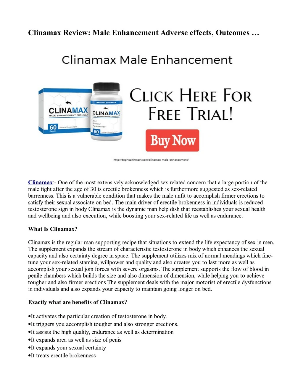 clinamax review male enhancement adverse effects