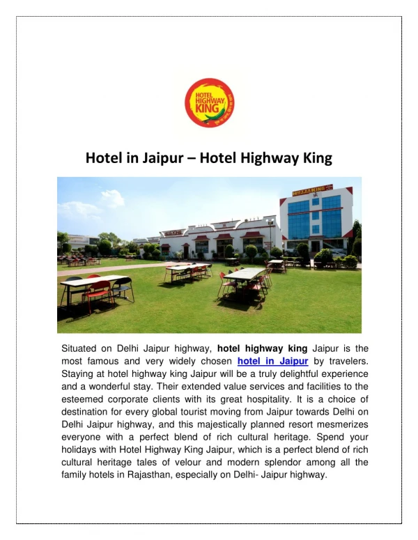 Hotel in Jaipur - Hotel Highway King