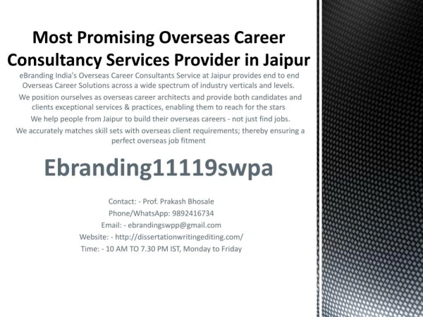 most promising overseas career consultancy services provider in jaipur