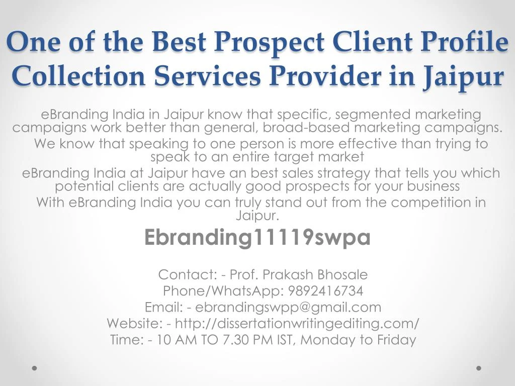 one of the best prospect client profile collection services provider in jaipur