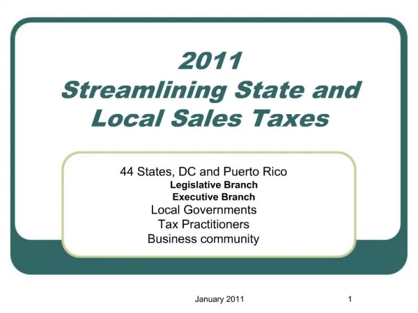 2011 Streamlining State and Local Sales Taxes