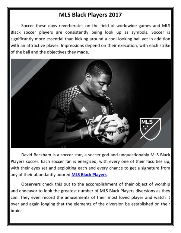 MLS Black Players 2017