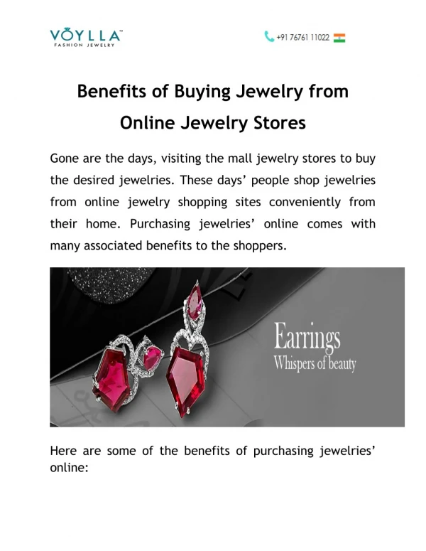 Benefits of Buying Jewelry from Online Jewelry Stores