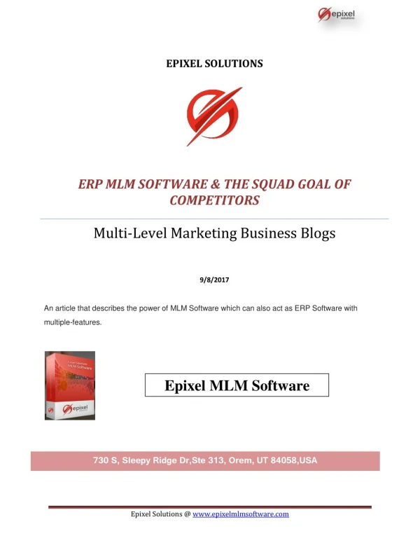 ERP MLM Software & the squad goal of competitors