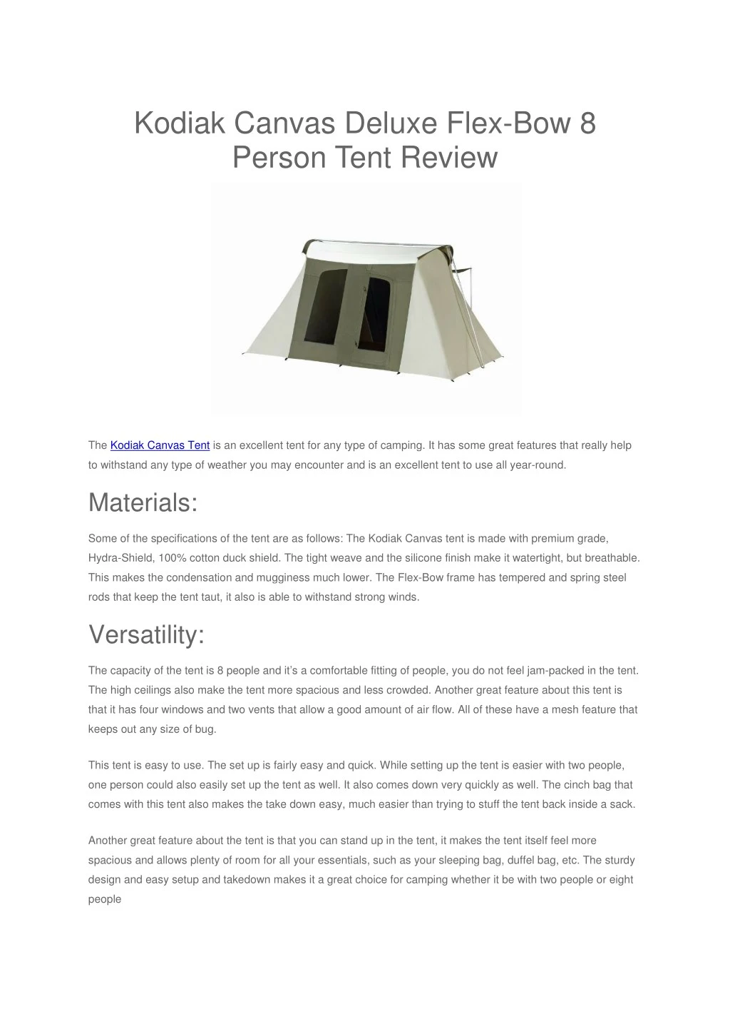 kodiak canvas deluxe flex bow 8 person tent review