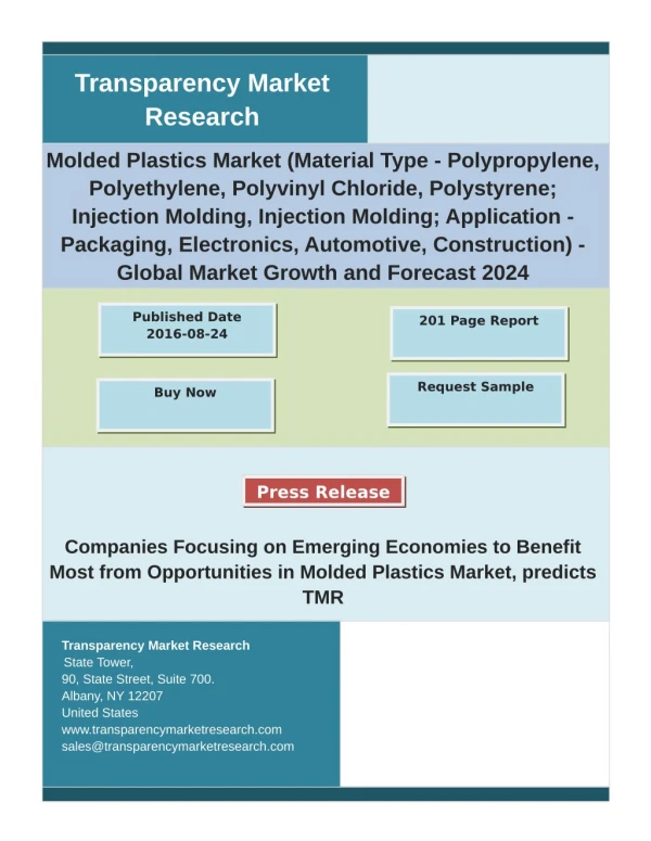Molded Plastics Market Size, Share 2016 Industry Trend, Growth and Forecast 2024