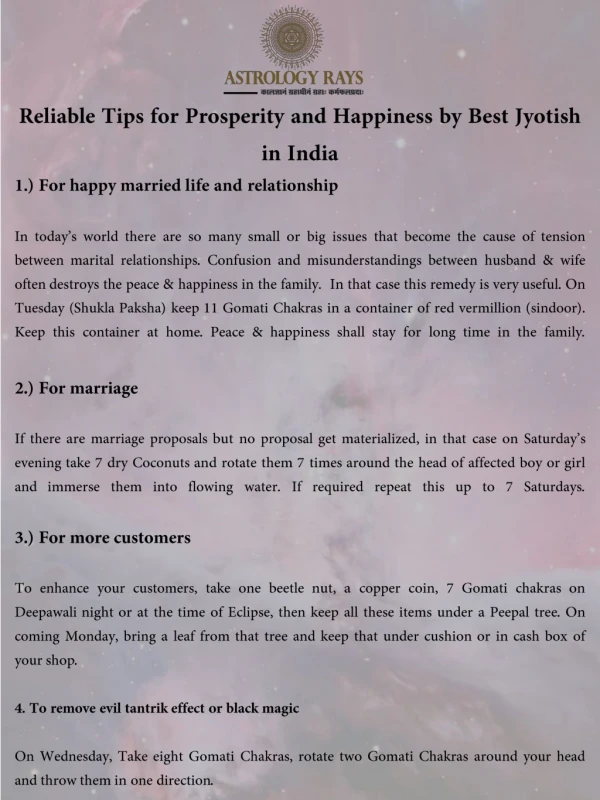 Reliable Tips for Prosperity and Happiness by Best Jyotish in India