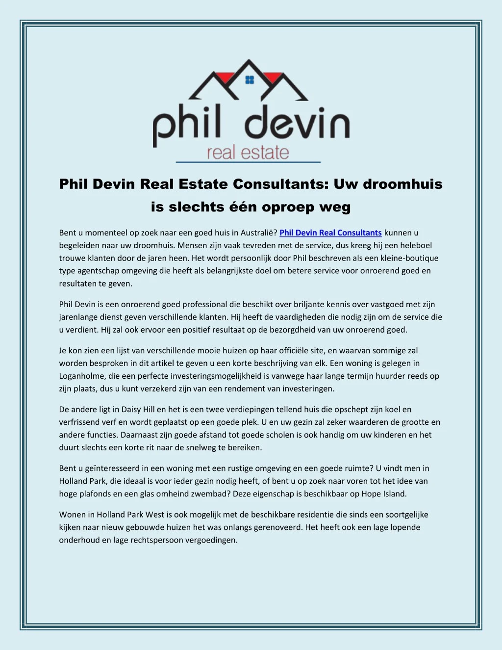 phil devin real estate consultants uw droomhuis