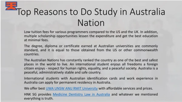 Top reasons to do study in Australia nation