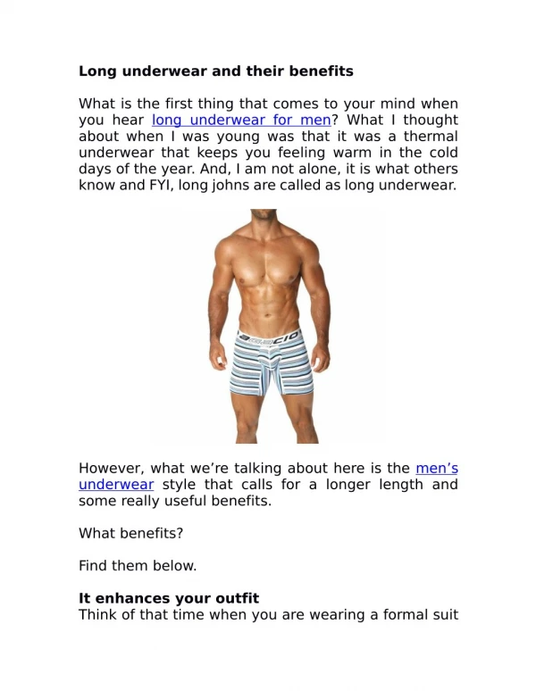 Long underwear and their benefits