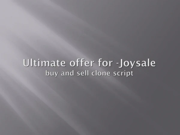 Huge Offer for Joysale - Online Classified script