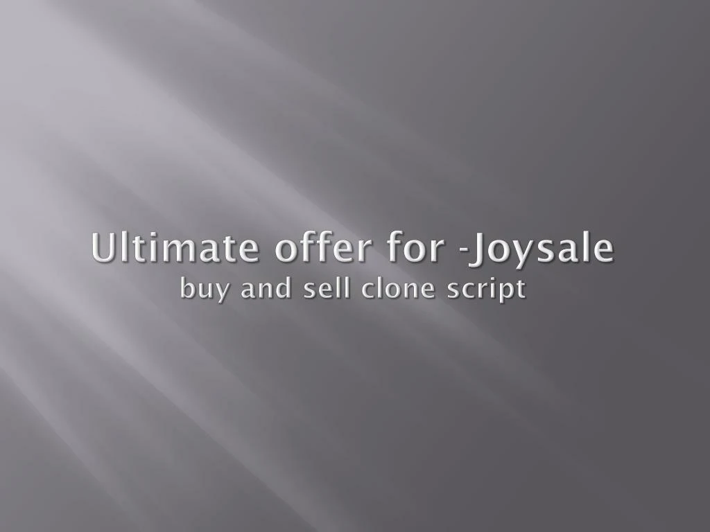 ultimate offer for joysale buy and sell clone script