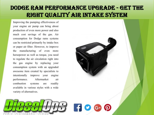 Dodge Ram Performance Upgrade - Get The Right Quality Air Intake System