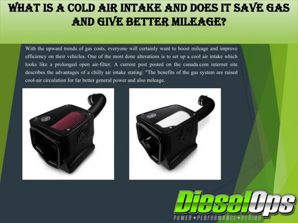 What is a Cold Air Intake and Does It Save Gas and Give Better Mileage?