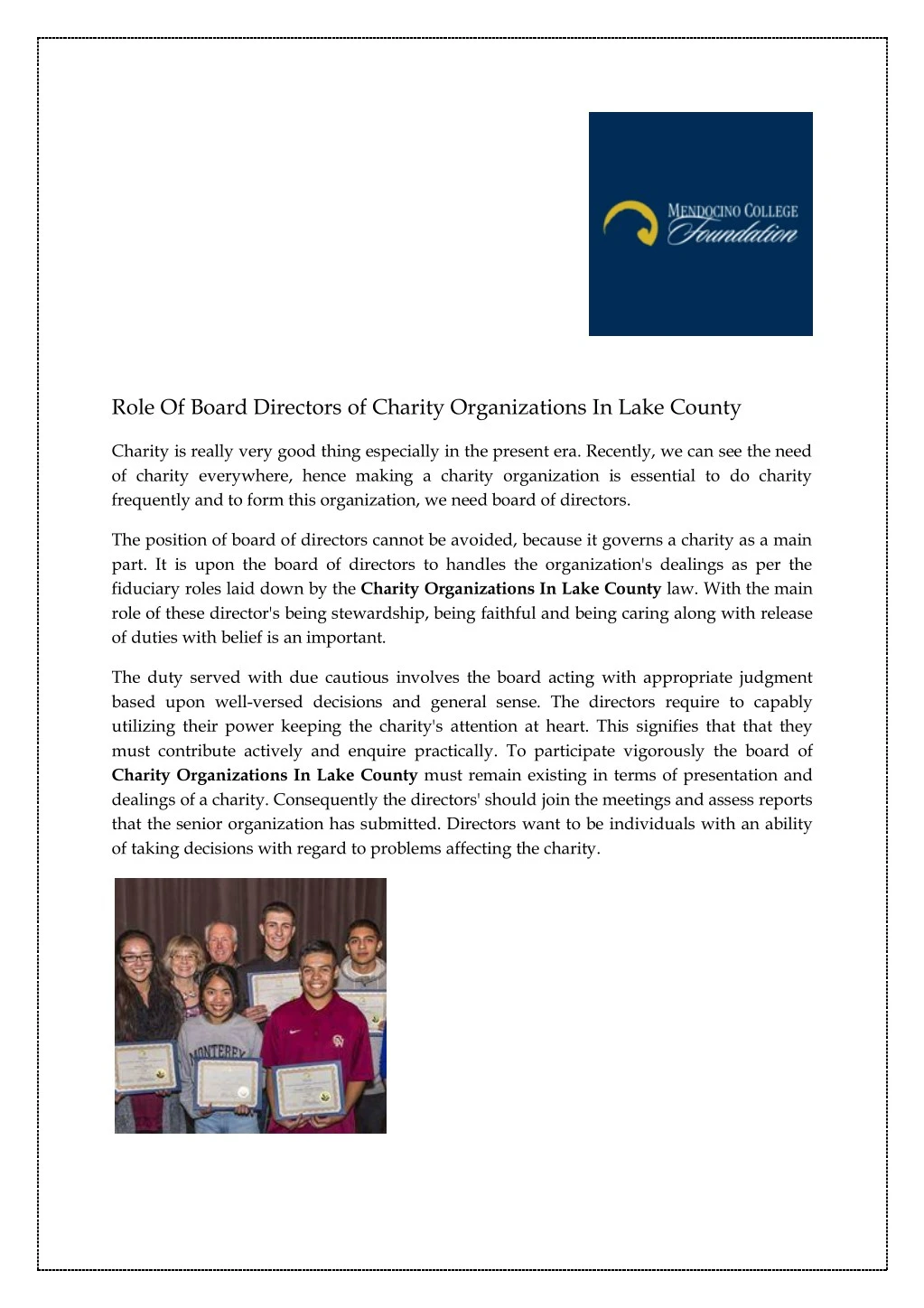 role of board directors of charity organizations