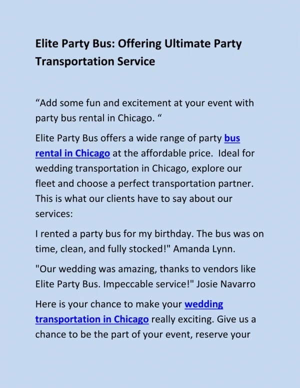 Party Buses in Chicago