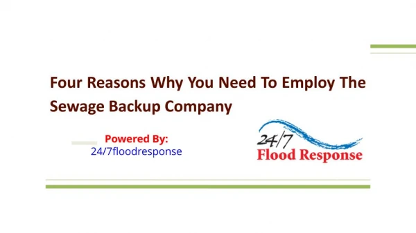 Four Reasons Why You Need To Employ The Sewage Backup Company