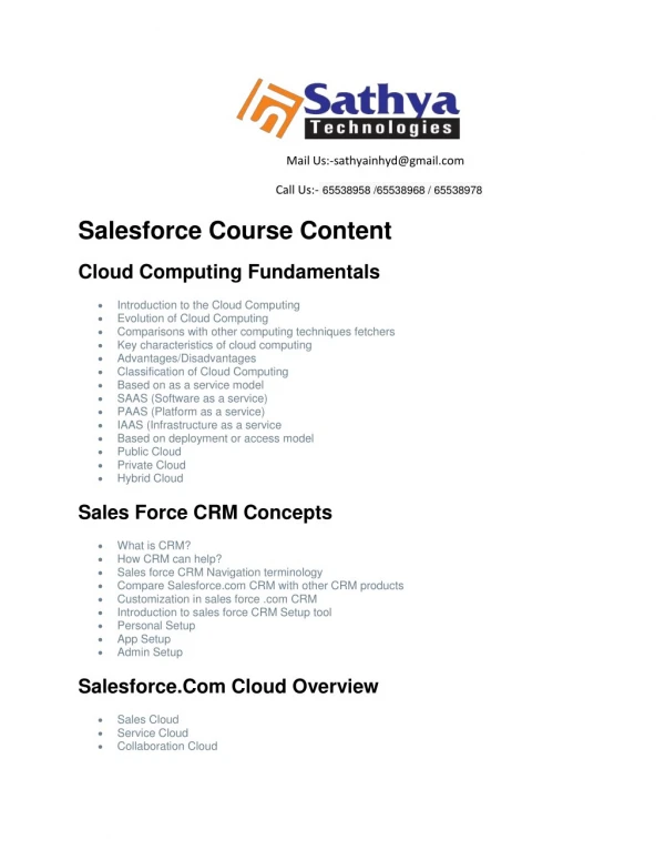 Sales Force Training In Hyderabad