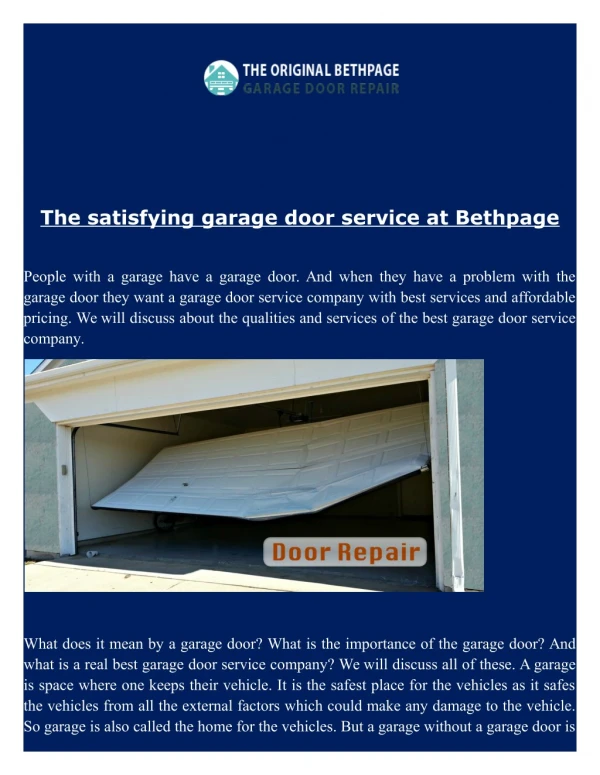 Garage Door Repair services in Bethpage NY - Fast Service - Call (516) 279 5508