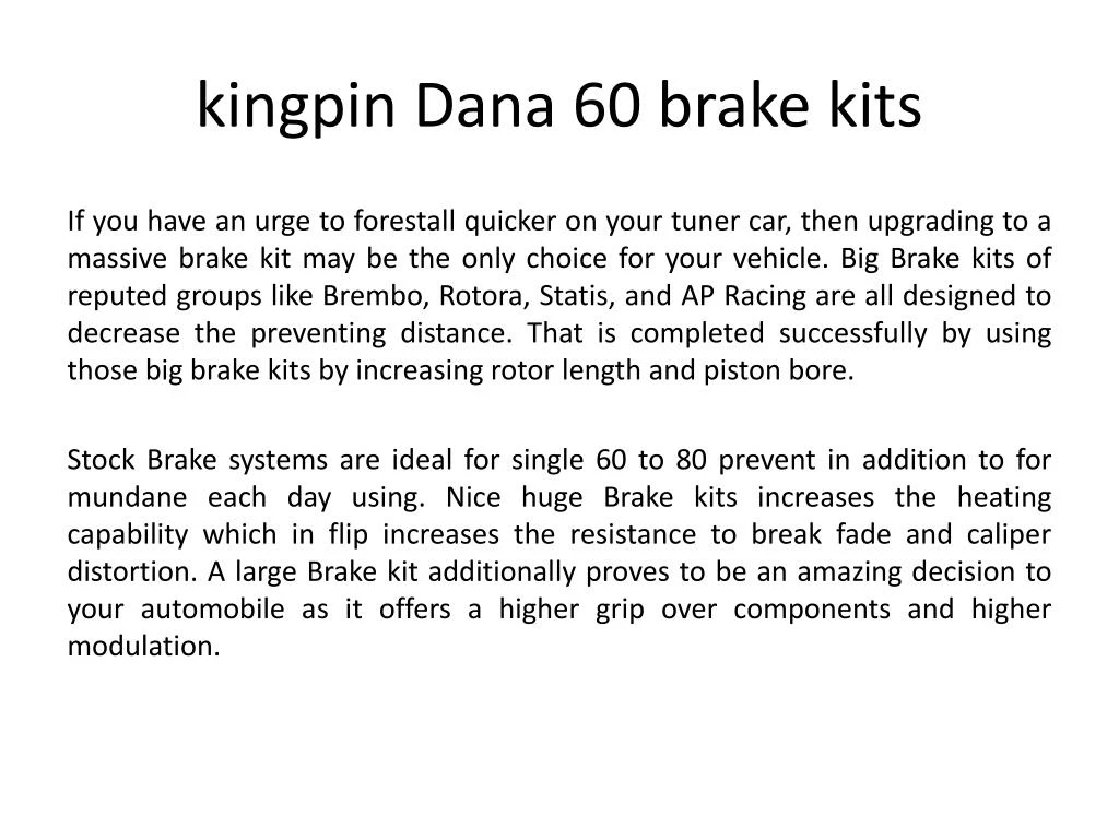 kingpin dana 60 brake kits