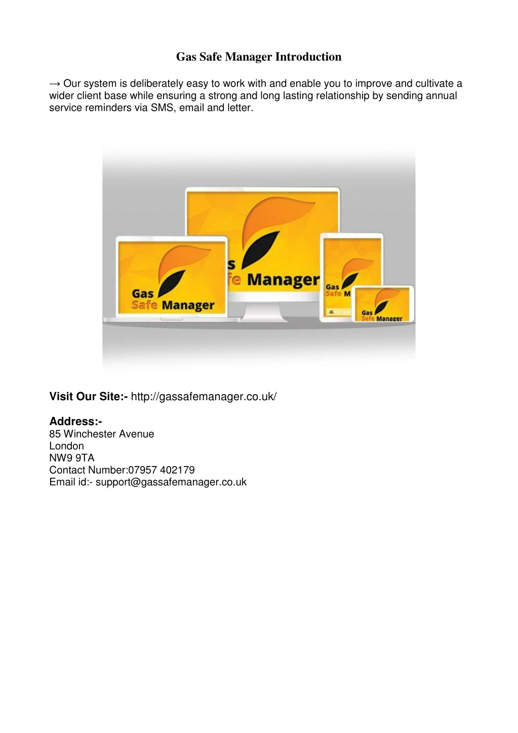 gas safe manager introduction
