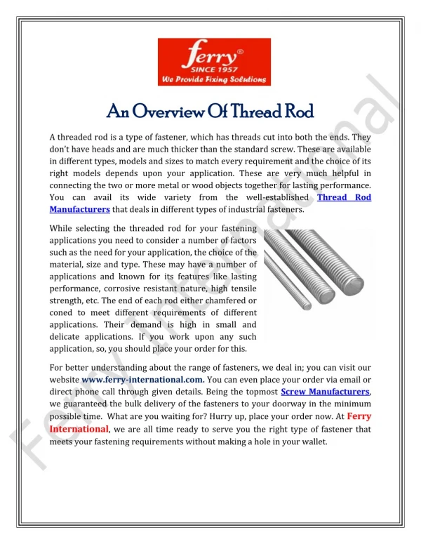 An Overview Of Thread Rod