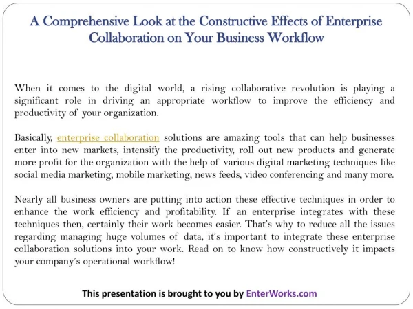 A Comprehensive Look at the Constructive Effects of Enterprise Collaboration on Your Business Workflow