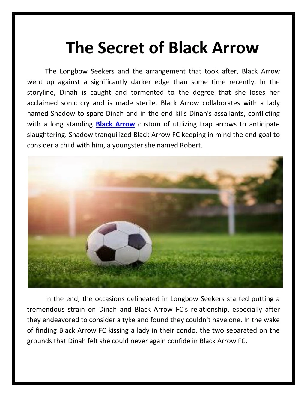 the secret of black arrow