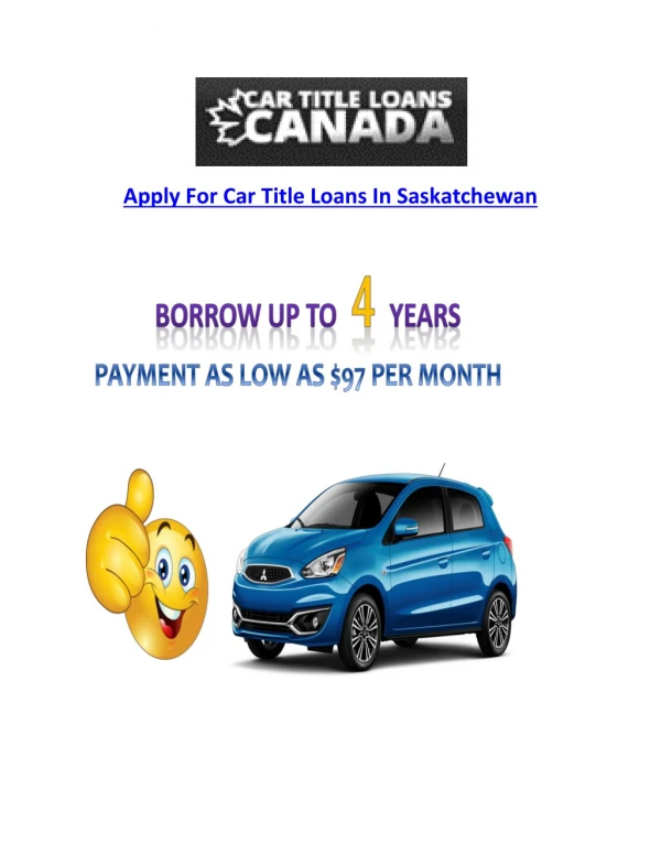 Apply for Car title loans in Saskatchewan