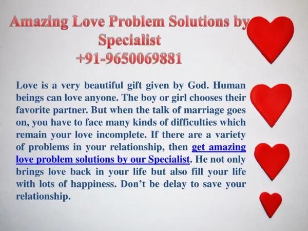 Amazing Love Problem Solutions by Specialist 9650069881