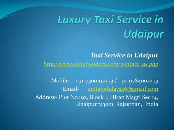 Luxury Taxi Service in Udaipur