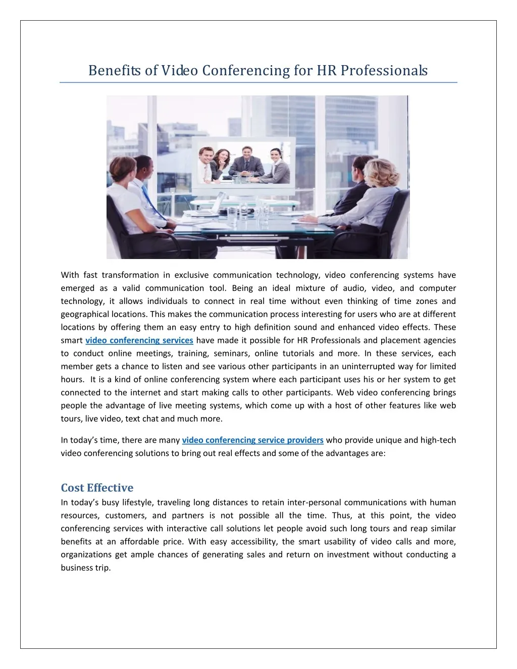 benefits of video conferencing
