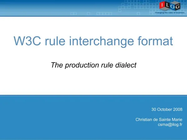 W3C rule interchange format